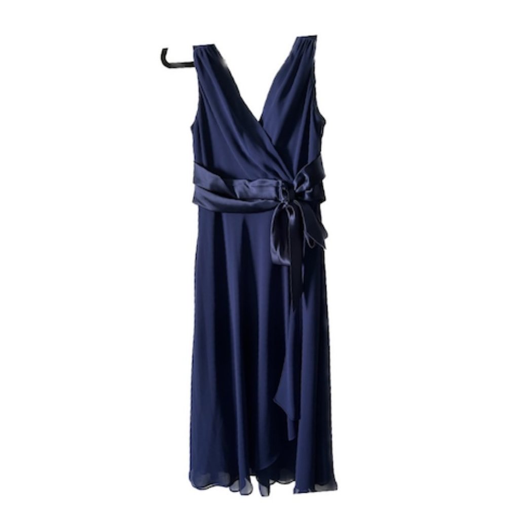 Jones Studio Blue V-Neck Formal Dress